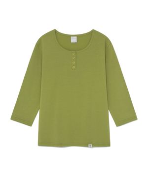 (w) TCM henley neck three-quarter sleeve (olive)