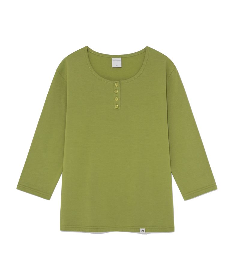(w) TCM henley neck three-quarter sleeve (olive)