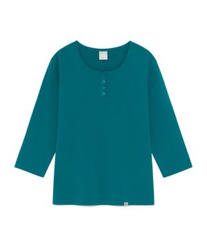 (w) TCM henley neck three-quarter sleeve (teal)