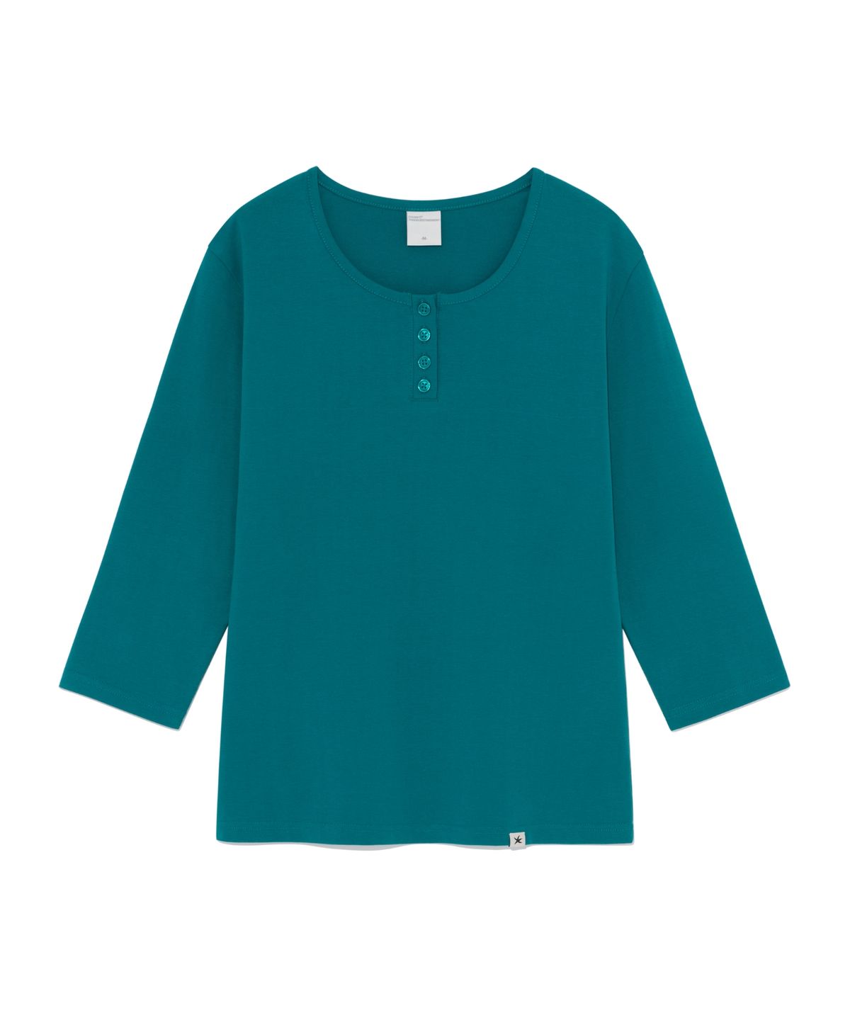 더콜디스트모먼트(THE COLDEST MOMENT) (w) TCM henley neck three-quarter sleeve (teal)