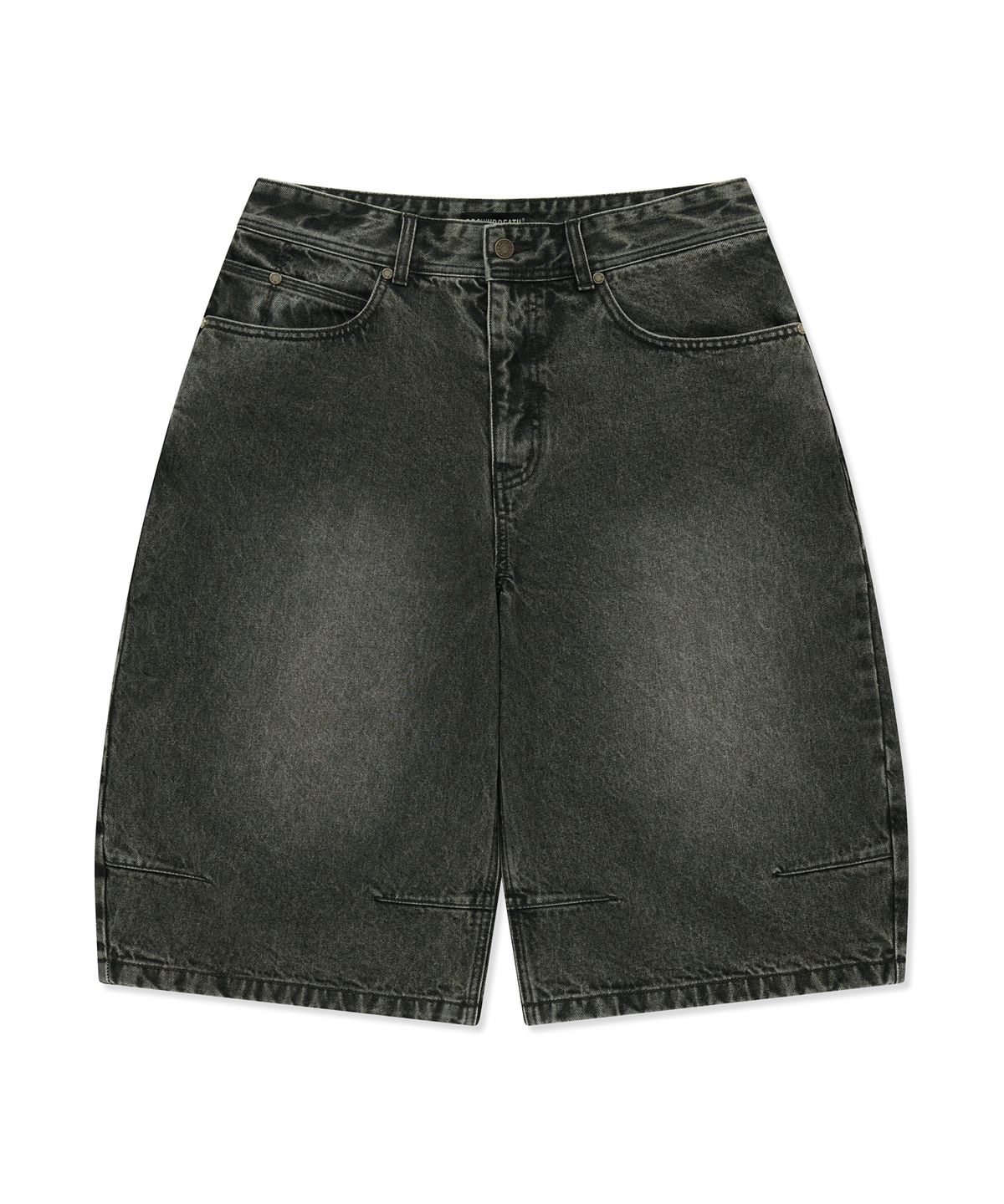 브라운브레스(BROWNBREATH) WASHED POCKET PRINT DENIM SHORTS - KHAKI