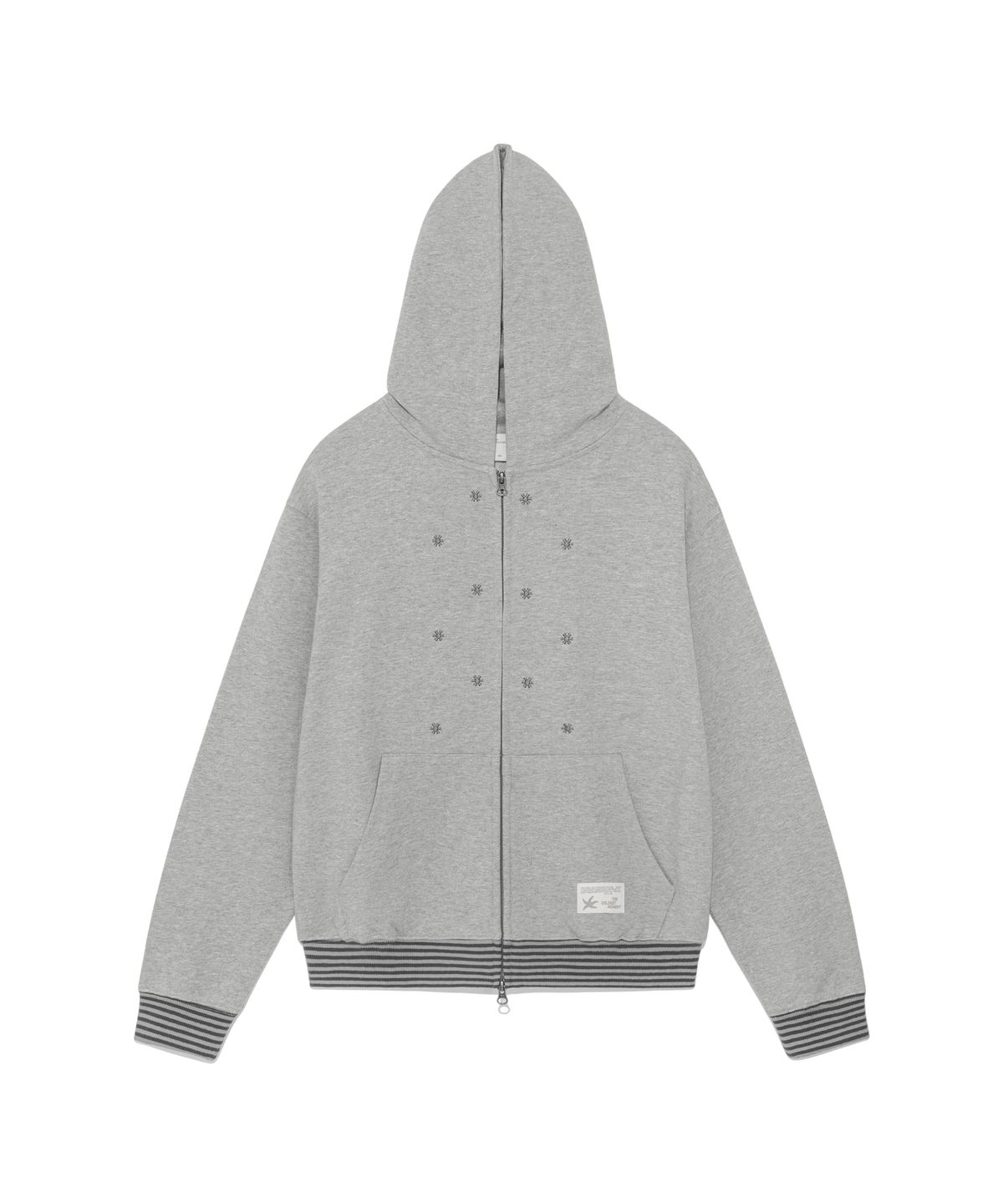 더콜디스트모먼트(THE COLDEST MOMENT) TCM snow stripe hooded zip-up (grey)