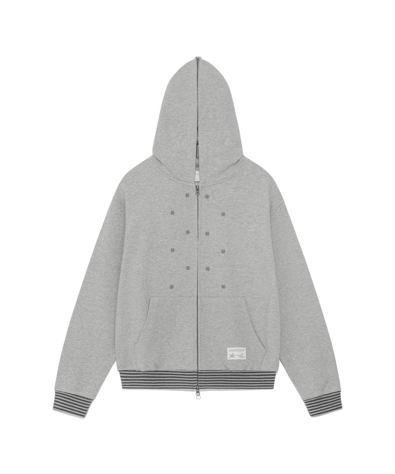 TCM snow stripe hooded zip-up (grey)