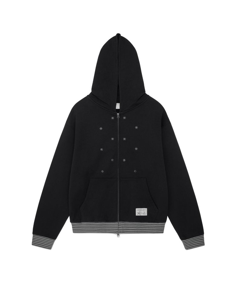 TCM snow stripe hooded zip-up (black)