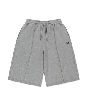 TAG TUCK SWEAT SHORTS - MELANGE GREY