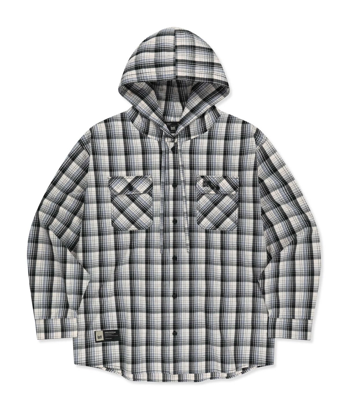 브라운브레스(BROWNBREATH) CHECK HOOD SHIRTS - BLACK