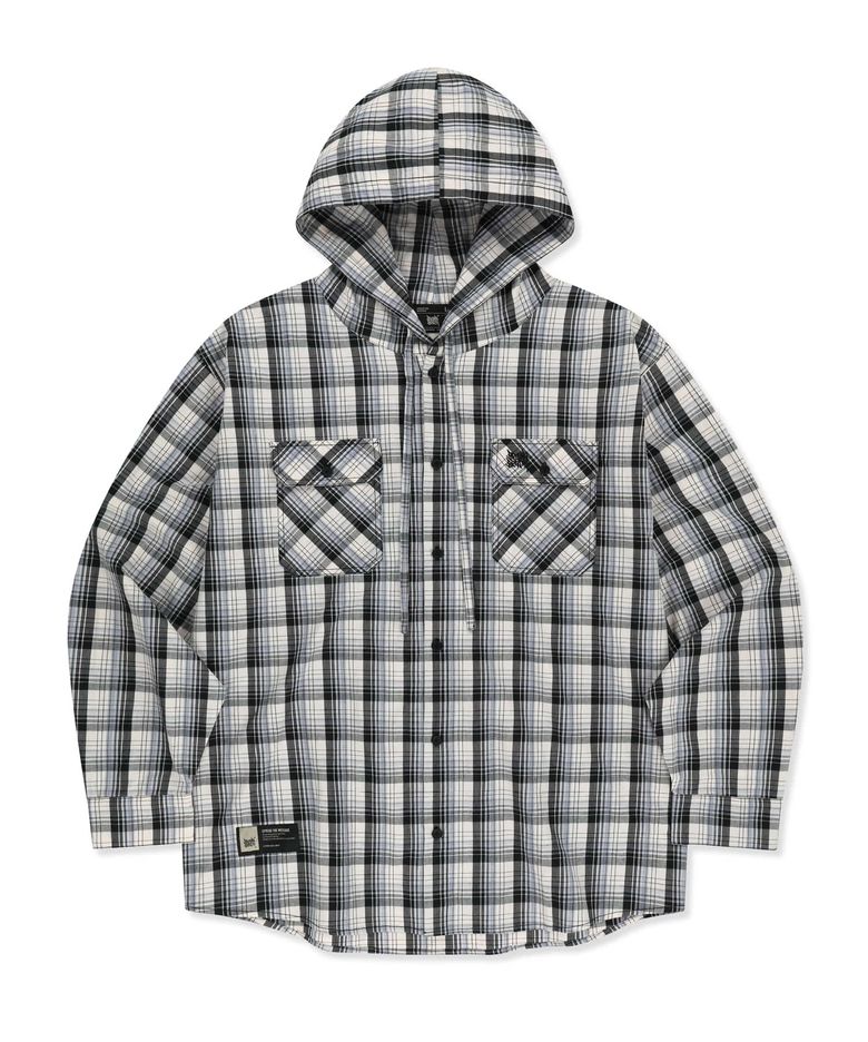CHECK HOOD SHIRTS - BLACK