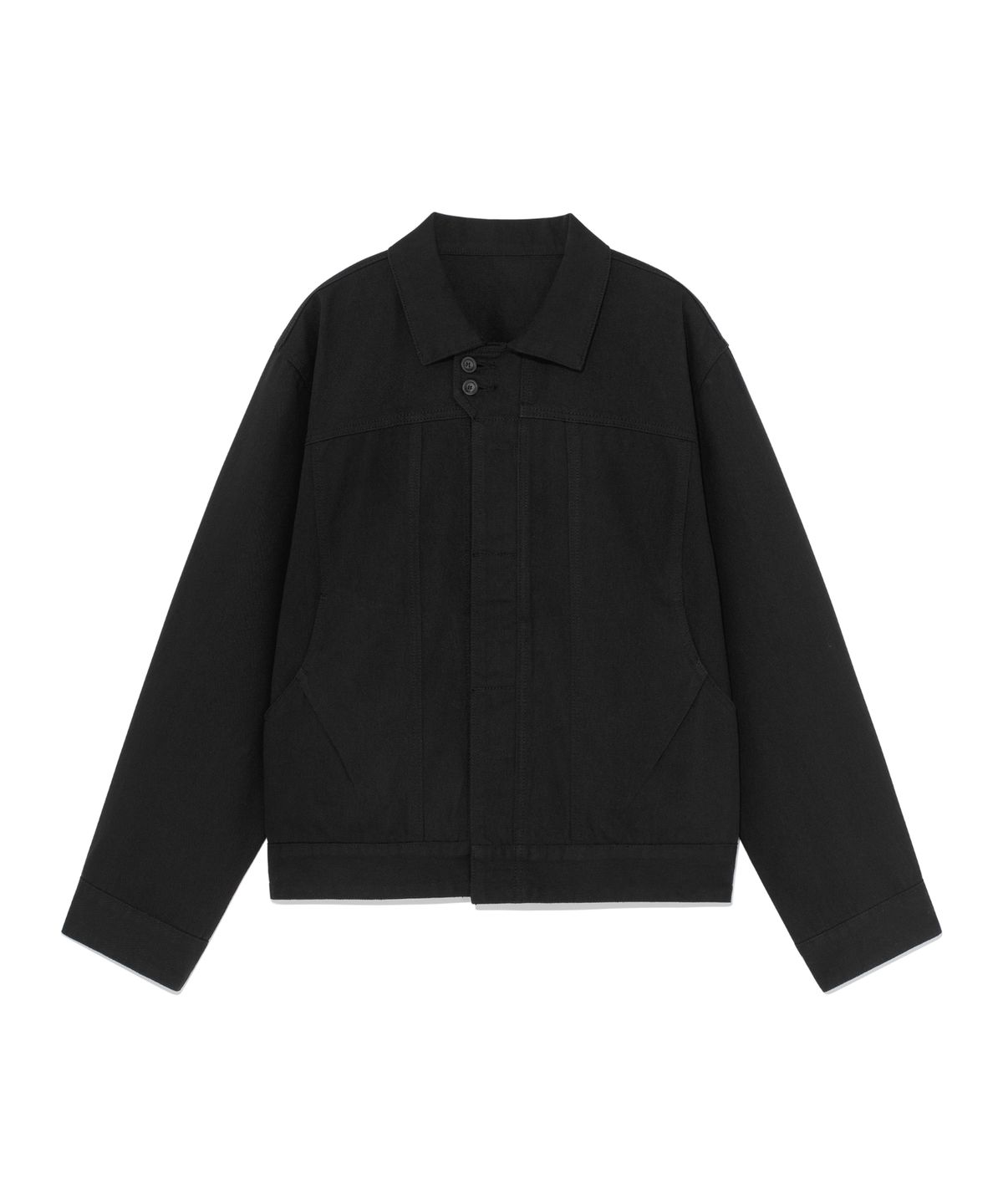 더콜디스트모먼트(THE COLDEST MOMENT) TCM double-button trucker jacket (black)