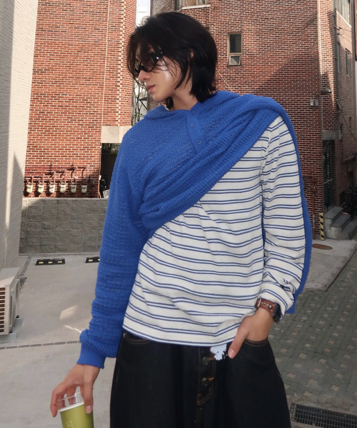 제너럴아이디어(GENERALIDEA) UNISEX 더블 스트라이프 티셔츠 [IVORY] / GF1UTS001