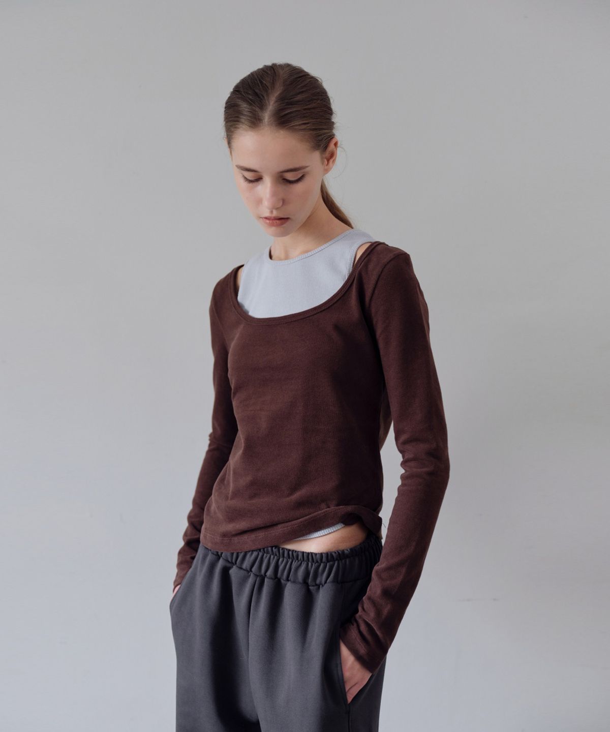 더 릴(THE LILLE) Haze Rib Sleeveless Top_Skyblue