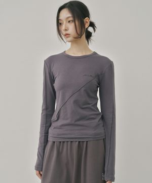 DIAGONAL LONG SLEEVE TOP_CHARCOAL