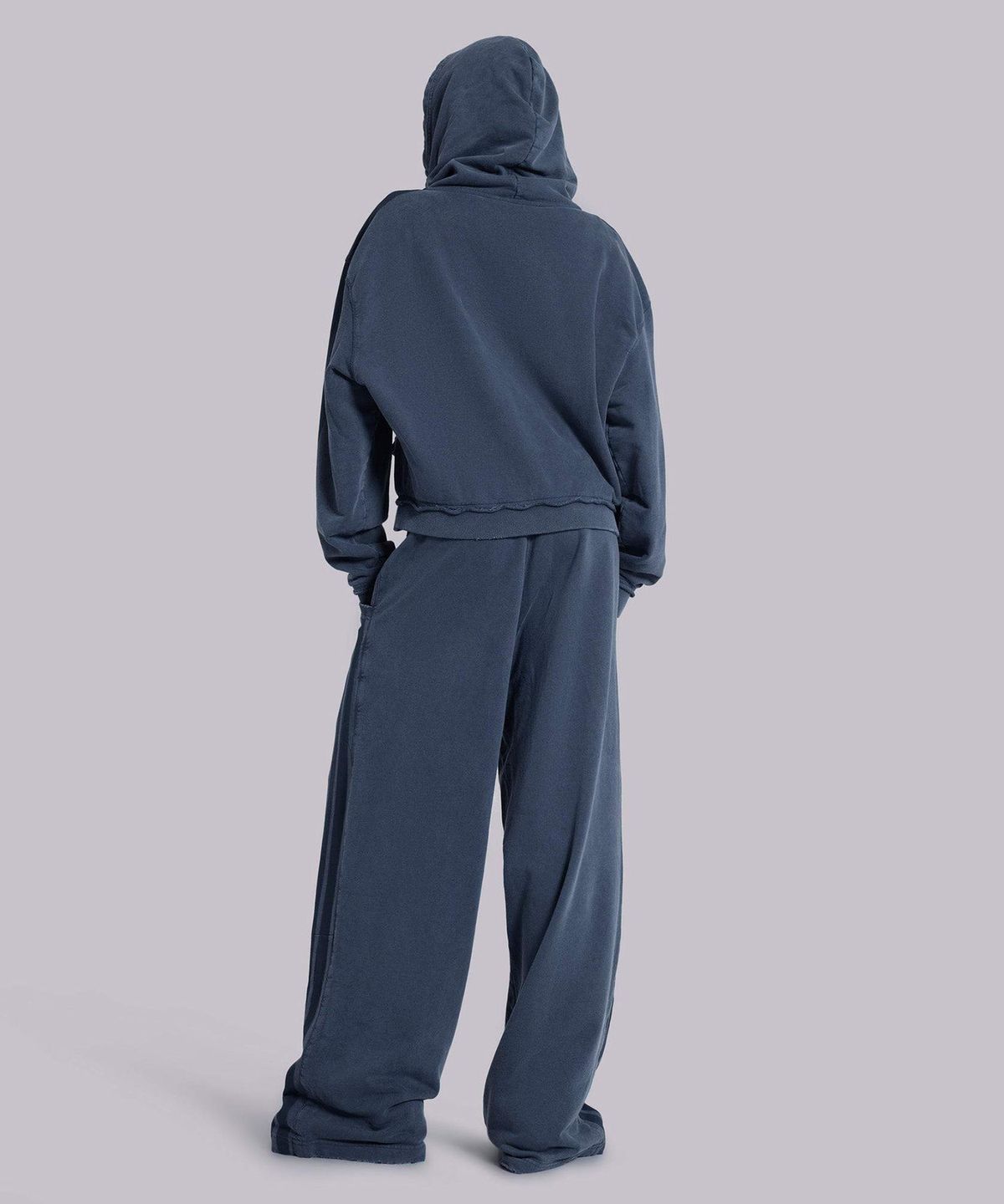 제이디드 런던(JADED LONDON) (U) 데님 워시 스포티 스트라이프 후디 블루 DENIM WASH SPORTY STRIPE HOODIE BLUE