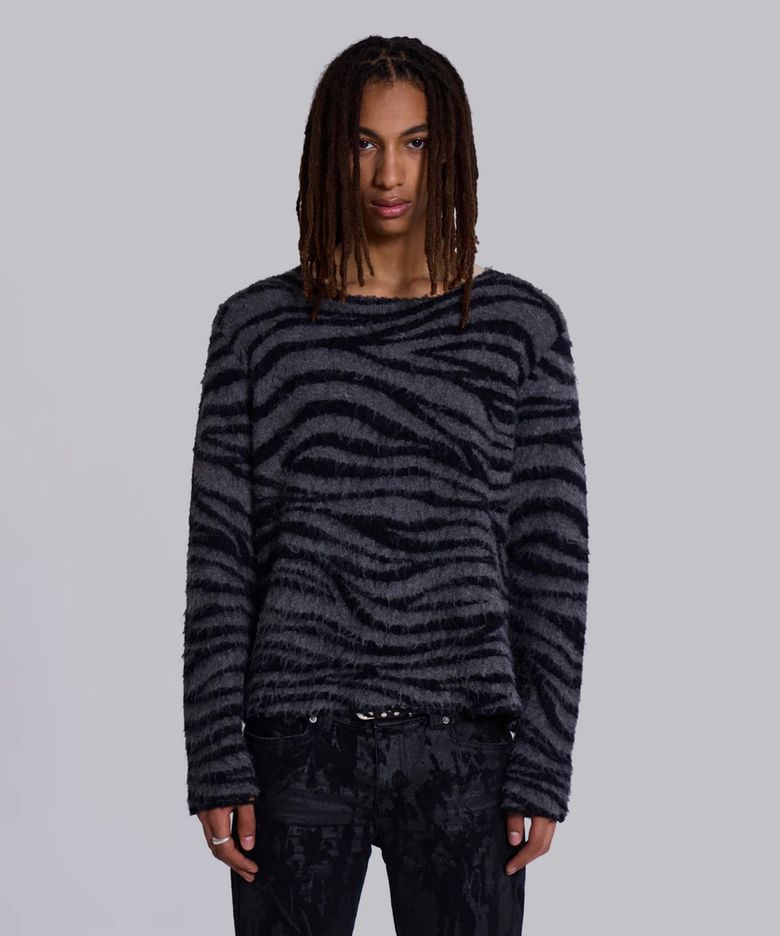 (M) 브러쉬드 지브라 니트 점퍼 멀티 BRUSHED ZEBRA KNIT JUMPER MULTI