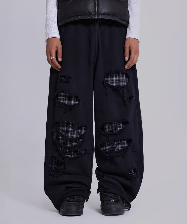 (U) 블랙 체크 백드 디스트레스드 몬스터 조거 블랙 BLACK CHECK BACKED DISTRESSED MONSTER JOGGER BLACK