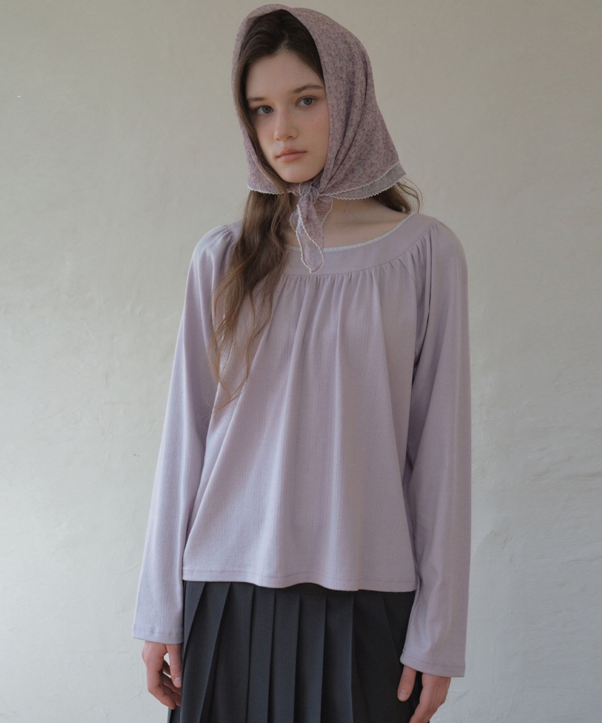 아우어노스텔지아(OURNOSTALGIA) Lace Eyelet Raglan T-shirt_Vintage pink(O26TP04)