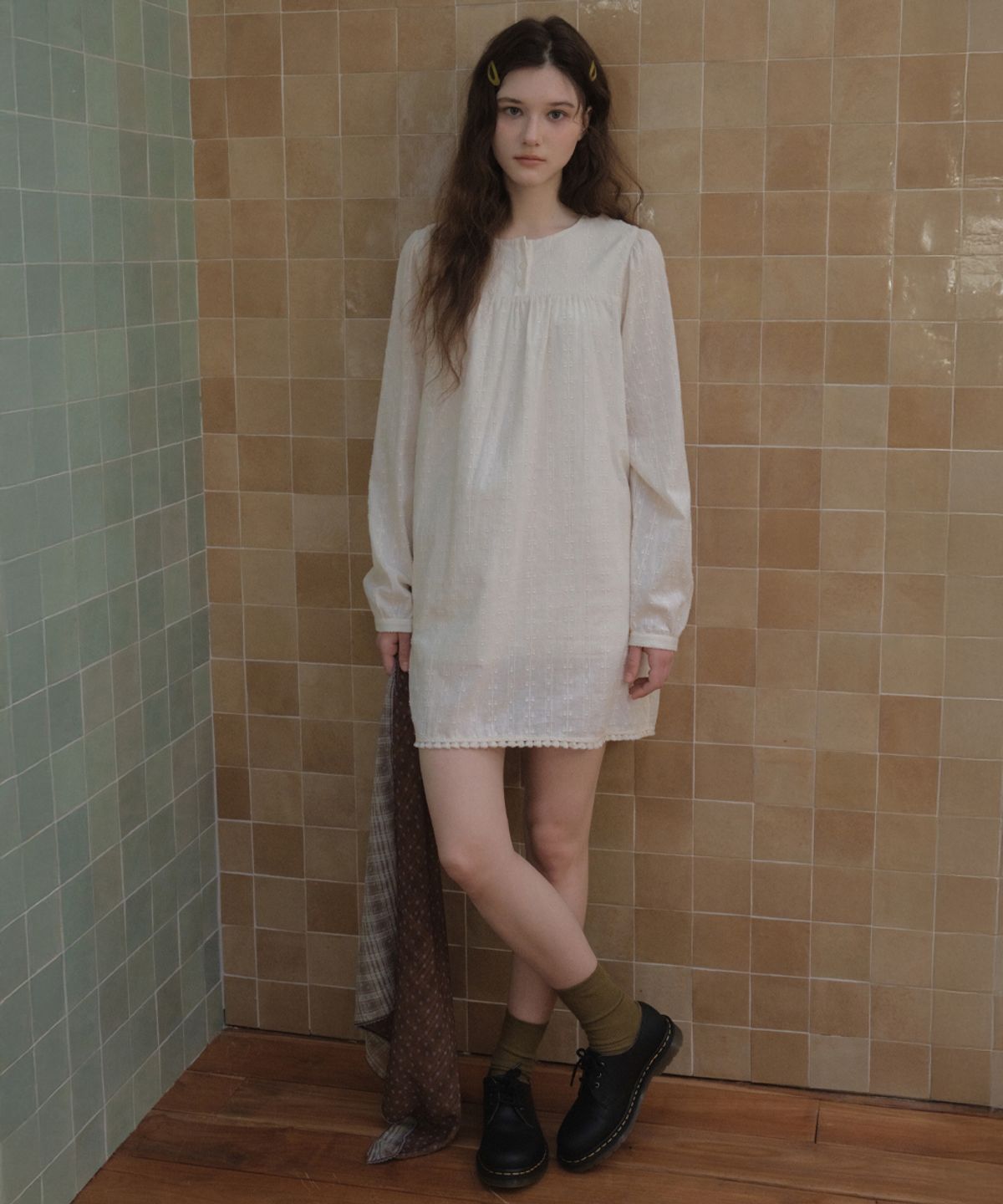 아우어노스텔지아(OURNOSTALGIA) Luna Puff Tassel Dress_Cream(O26OPS01)