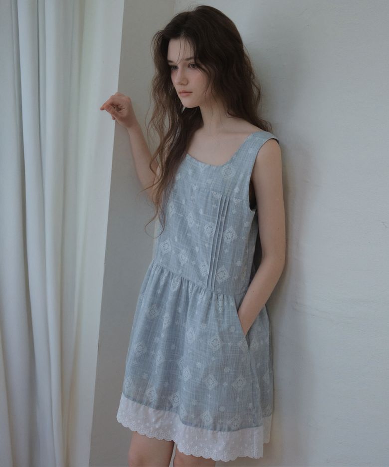 Mori Embroidered Pintuck Dress_Blue(O26OPS02)