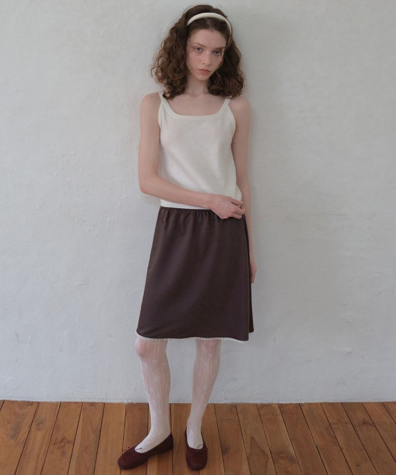 Lace Satin Midi Skirt_Plum purple(O26SK01)