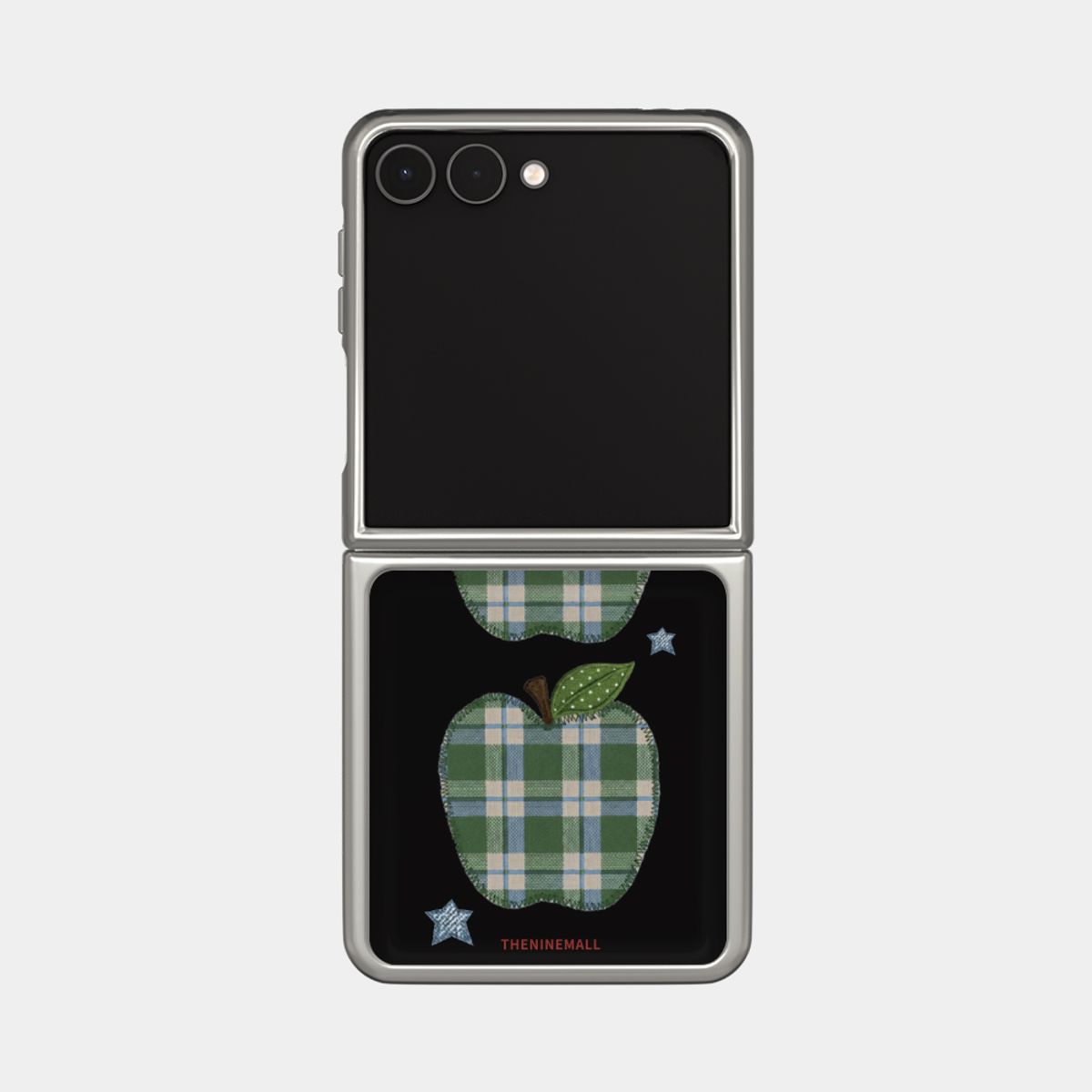 더나인몰(THE NINEMALL) vintage gingham patch Z플립 실버 에폭시 범퍼케이스