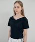 V-neck basic half t-shirt BLACK