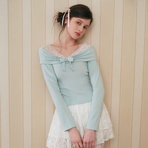 Cest_Bow lace off-shoulder blouse