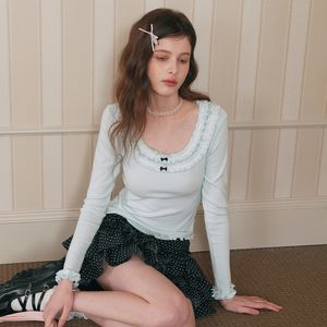 Cest_Slim ruffle long sleeve top