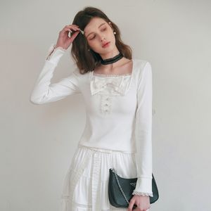 Cest_Ribbon square neck long sleeve top