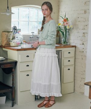 Frill tiered long skirt IVORY