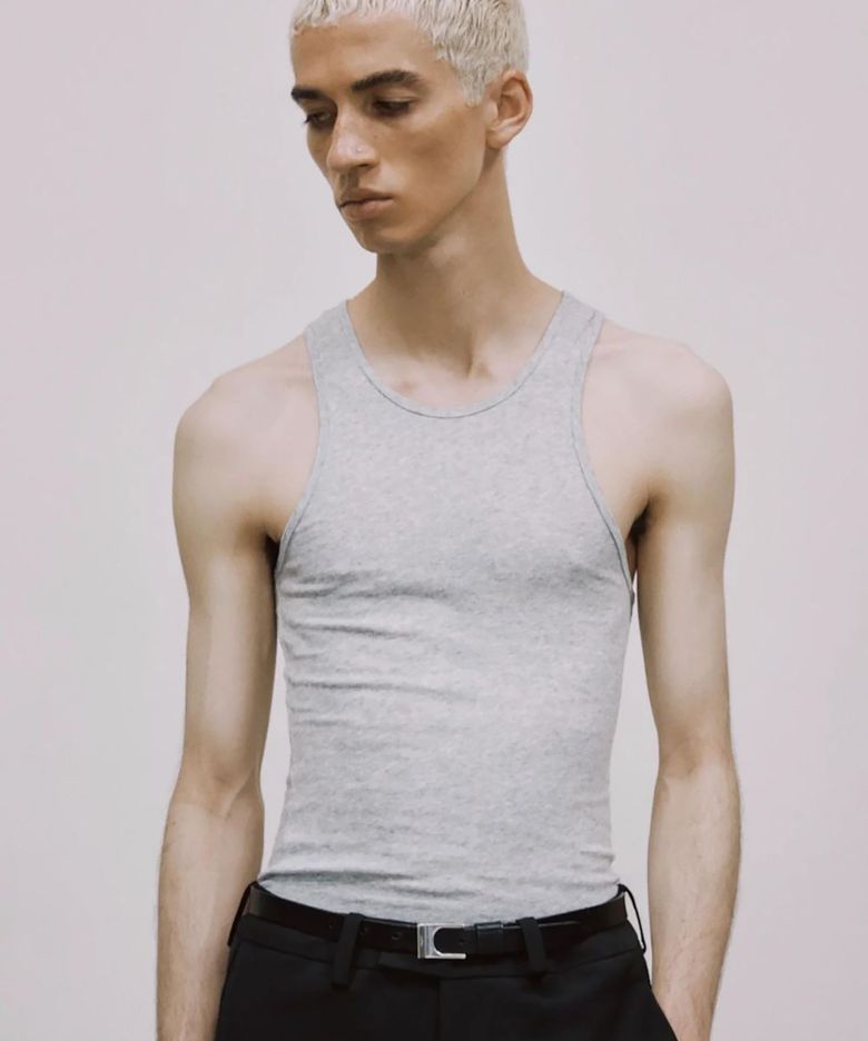 (U) 머슬 탱크탑 그레이 마를 MUSCLE TANK TOP GREY MARLE