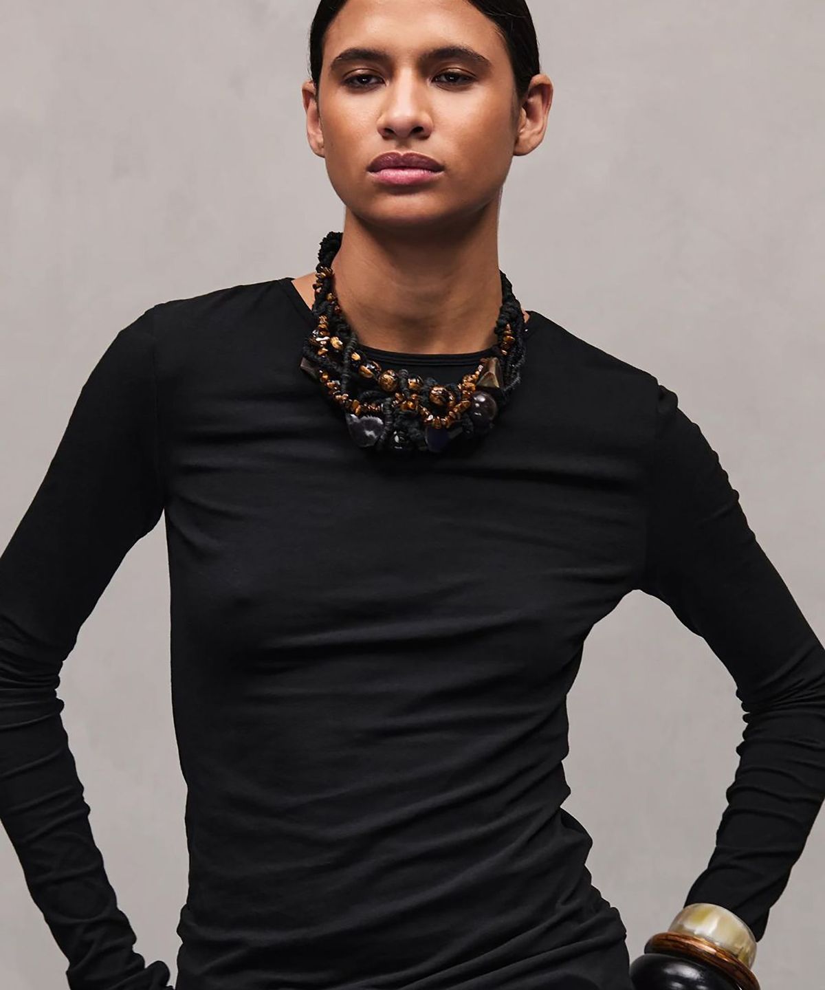 엔타이어 스튜디오(ENTIRE STUDIOS) (U) 시어 롱 슬리브 블랙 SHEER LONG SLEEVE BLACK