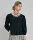 Lace puff strap blouse BLACK