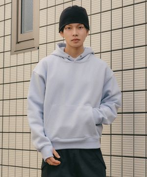 코어 크롭 핑거 홀 후드 [클라우디 블루]