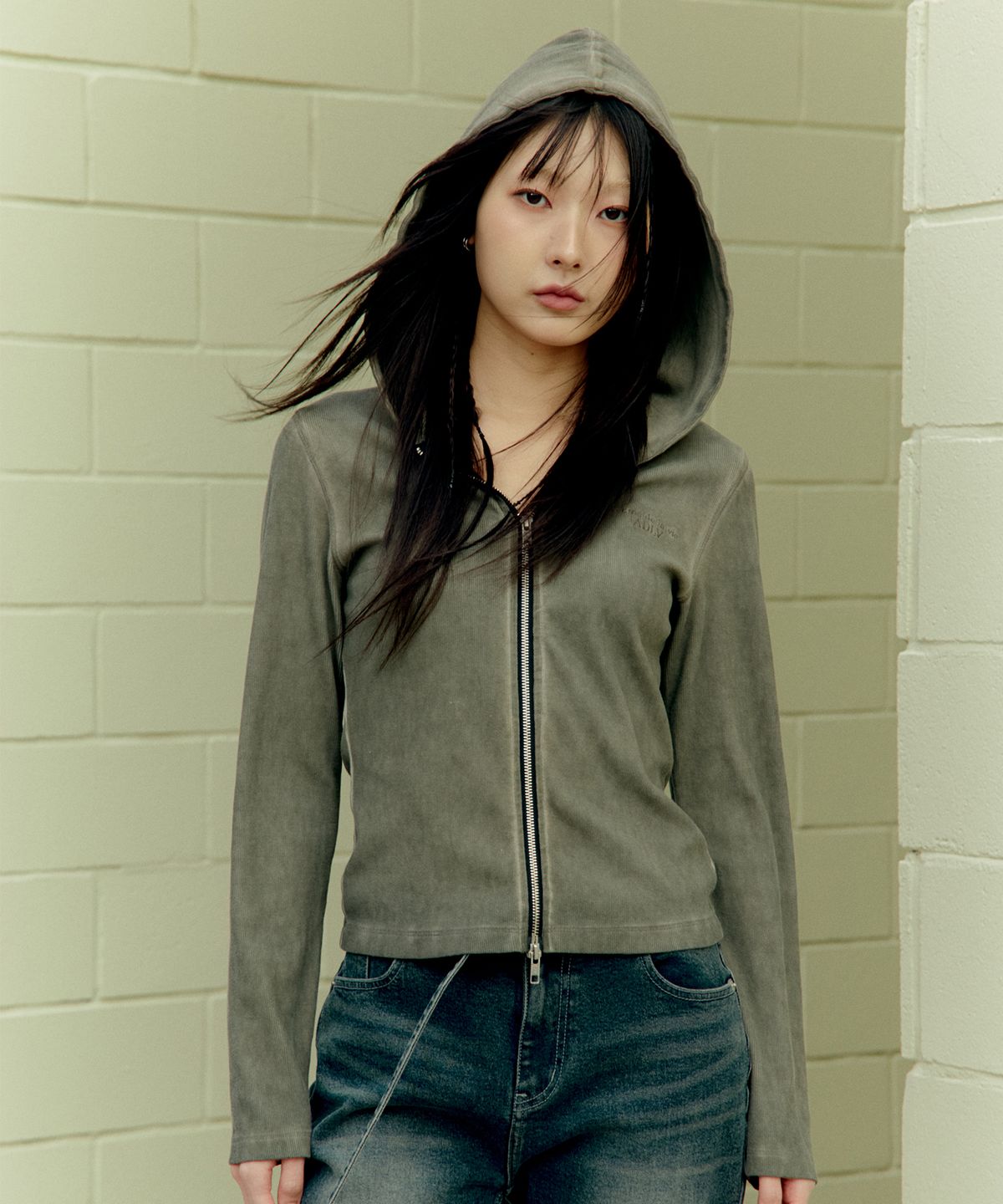 아크메드라비(ACME DE LA VIE) WOMAN WASHED RIP HOODIE ZIP UP (3 COLOR)