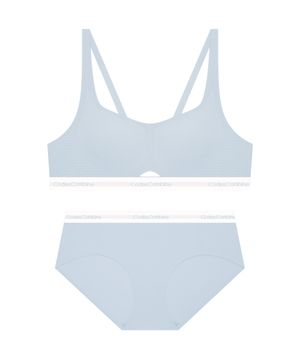 프론트홀 스퀘어몰드 심리스 노와이어 팬티 세트 - 스카이블루