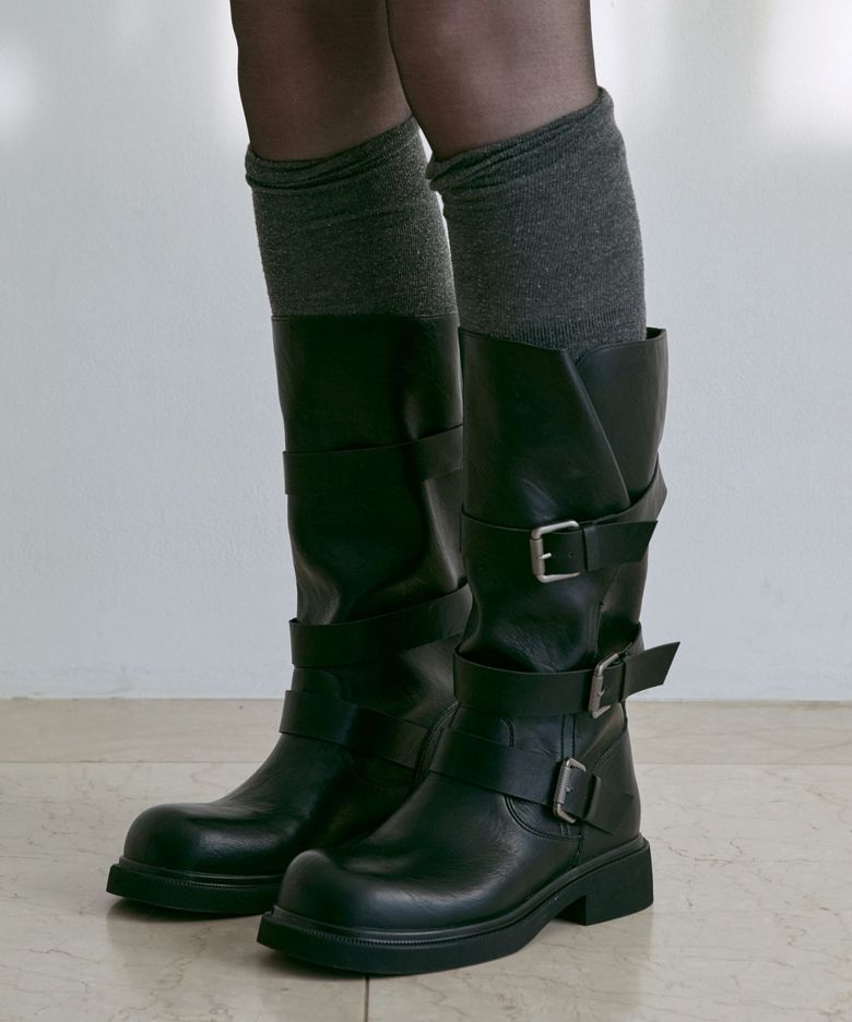 Le Flare belted Biker Boots 바이커 부츠 4.5CM -PM3020 (2color)