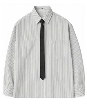 빈티지 투포켓 스트라이프 셔츠 (블랙)