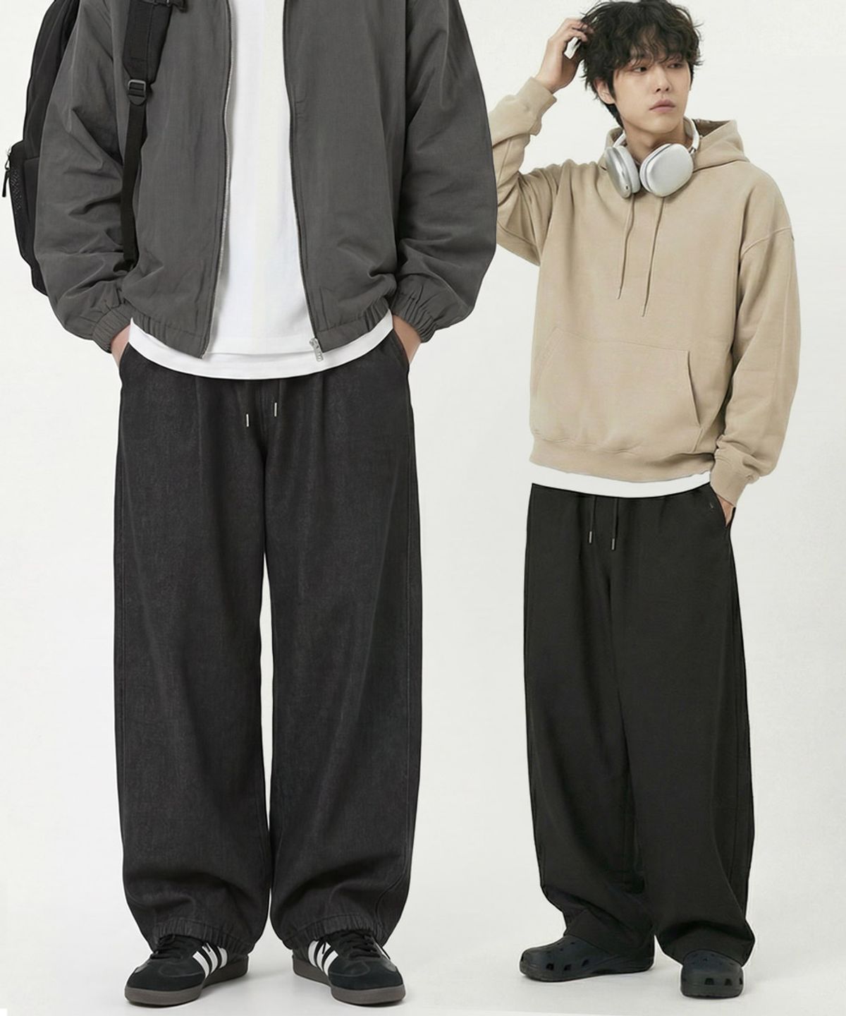 음(UMM) 숏롱기장 논페이드 사이드절개 데님팬츠 2COLOR