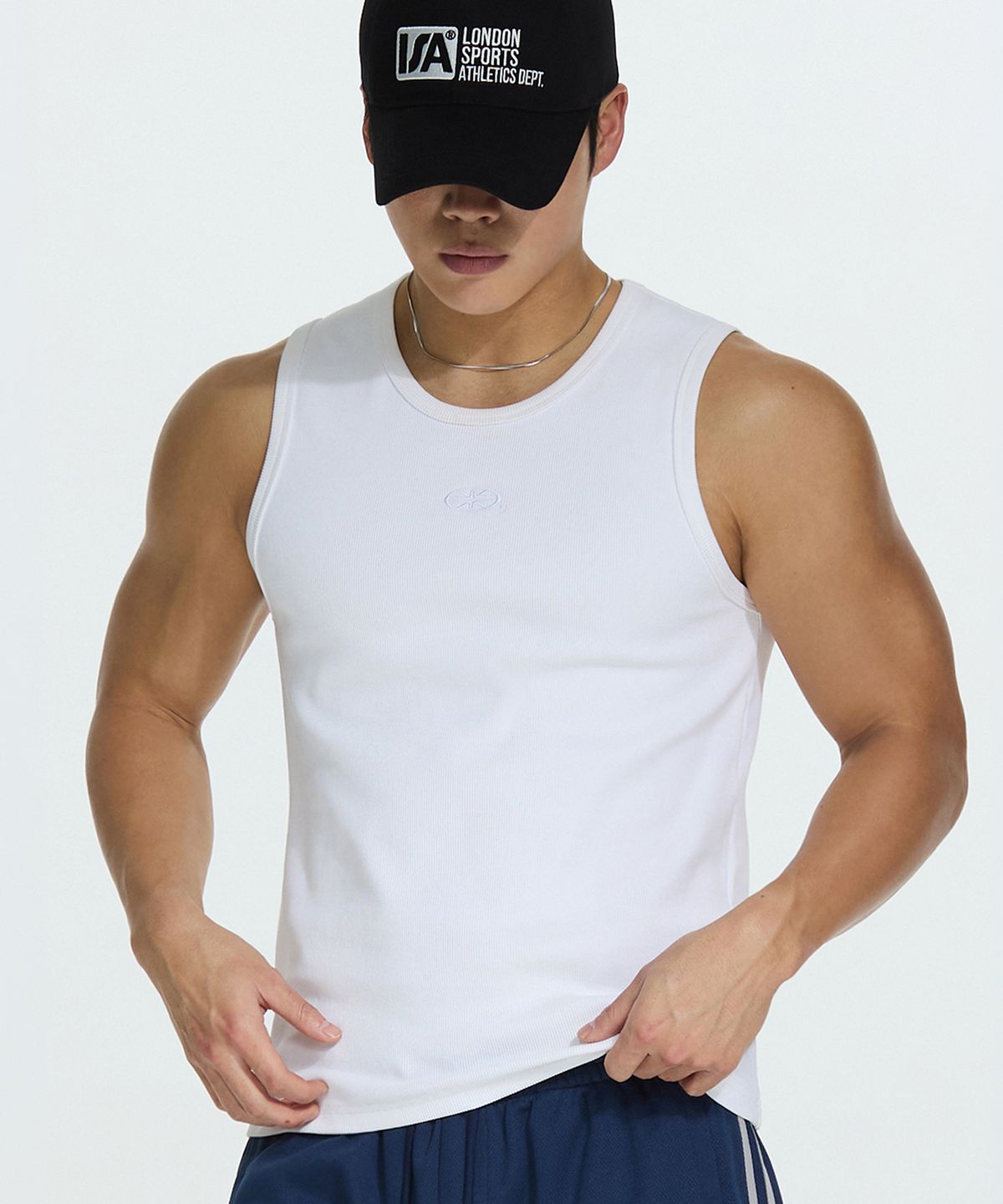 미치코런던 스포츠(MICHIKO LONDON SPORTS) 헤비 코튼 심볼 슬리브리스 화이트
