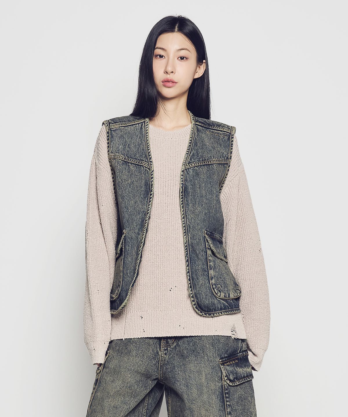아크메드라비(ACME DE LA VIE) UTILITY DYING DENIM VEST (2 COLOR)