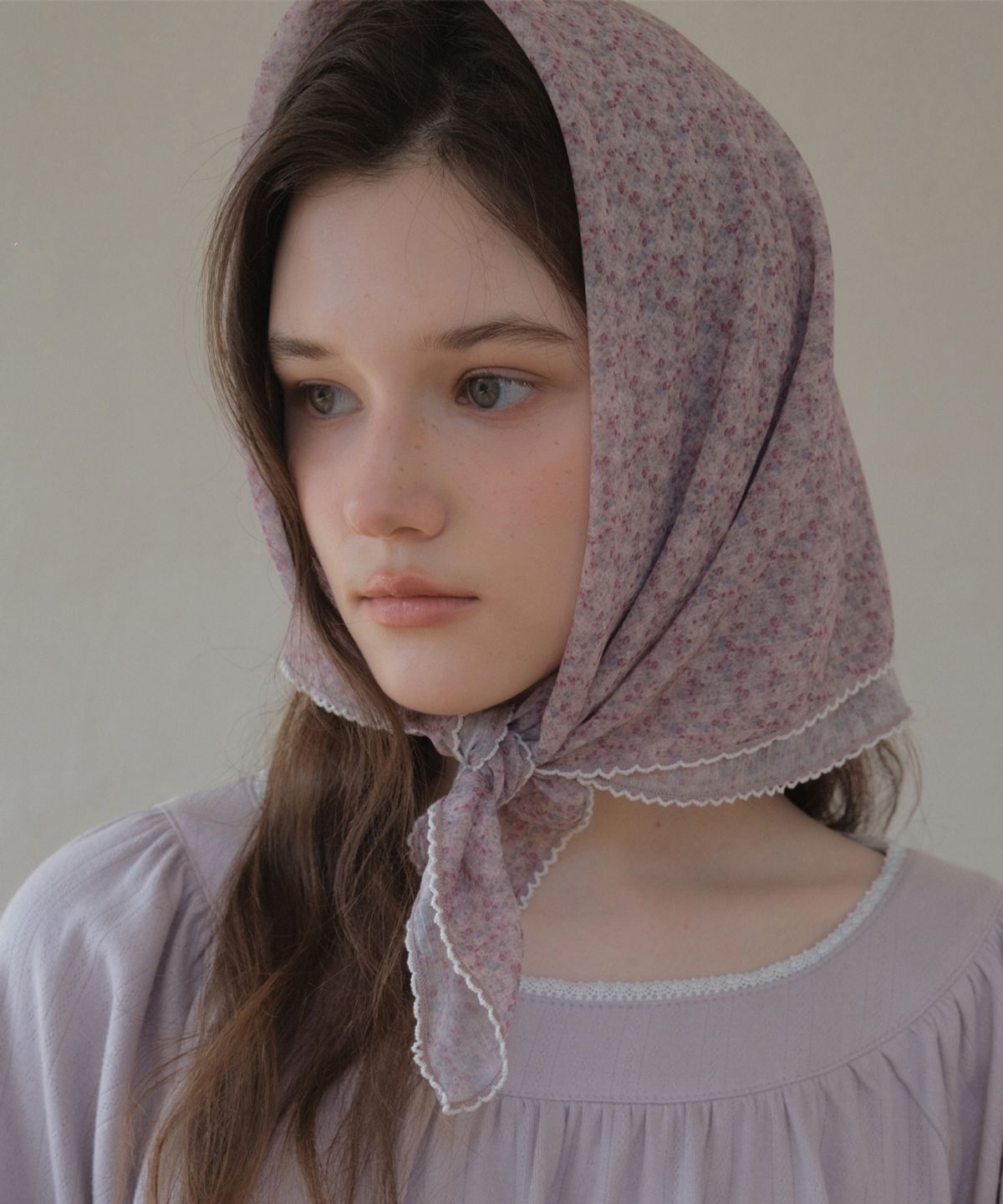 아우어노스텔지아(OURNOSTALGIA) Floral Chiffon Scarf_2color(O26ACC04)