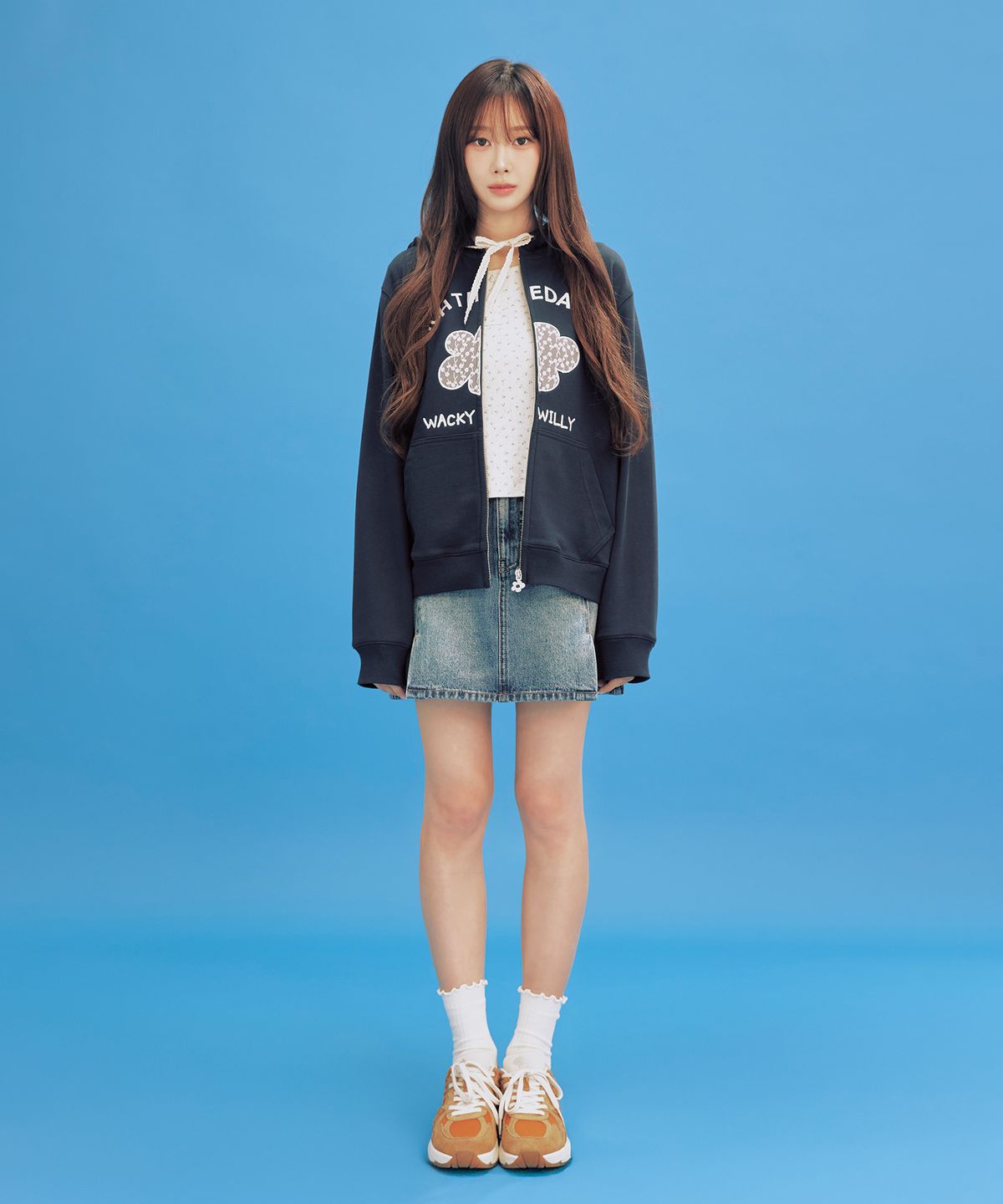 와키윌리(WACKY WILLY) 우먼스 데님 미니 스커트 블루