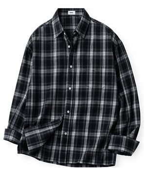 빈티지 워싱 그레이블루 체크셔츠