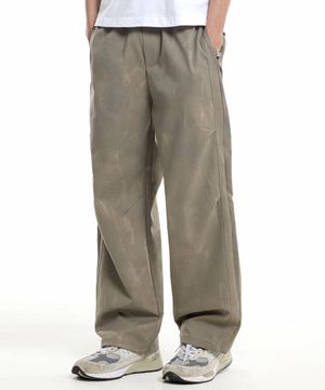 내츄럴 워싱 와이드 스트링 팬츠 카키
