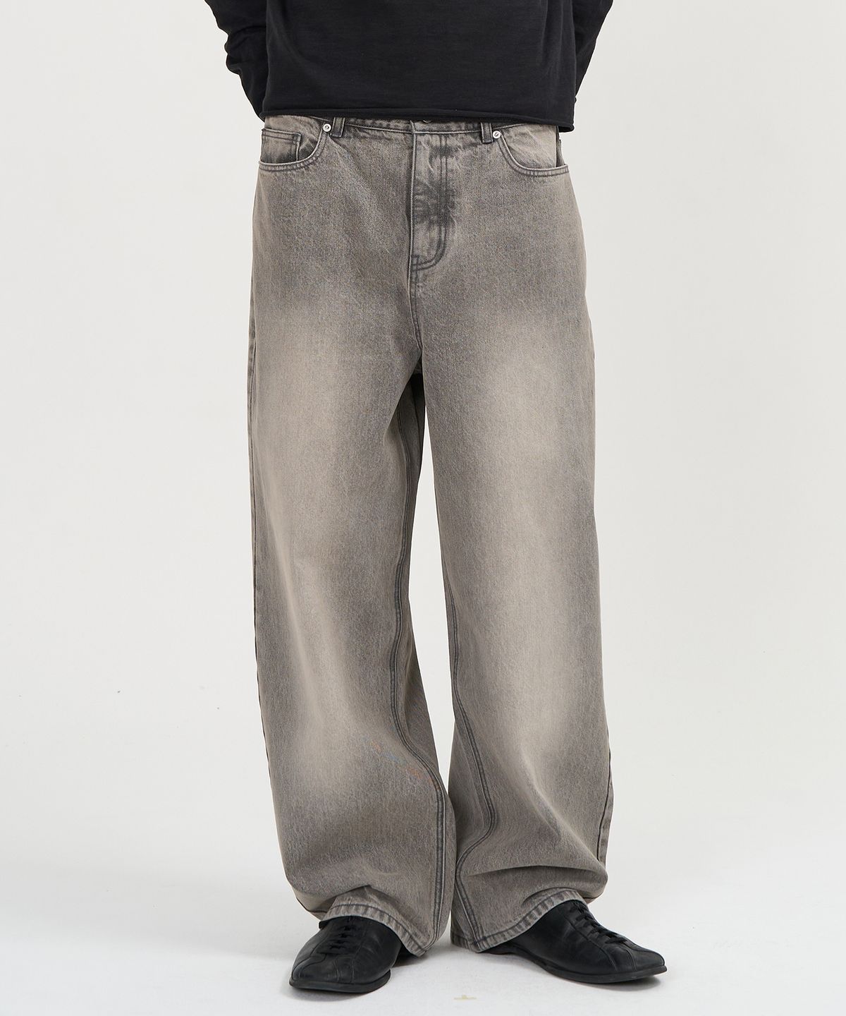 토피(TOFFEE) 롱 페이드 데님 팬츠 (GREY)