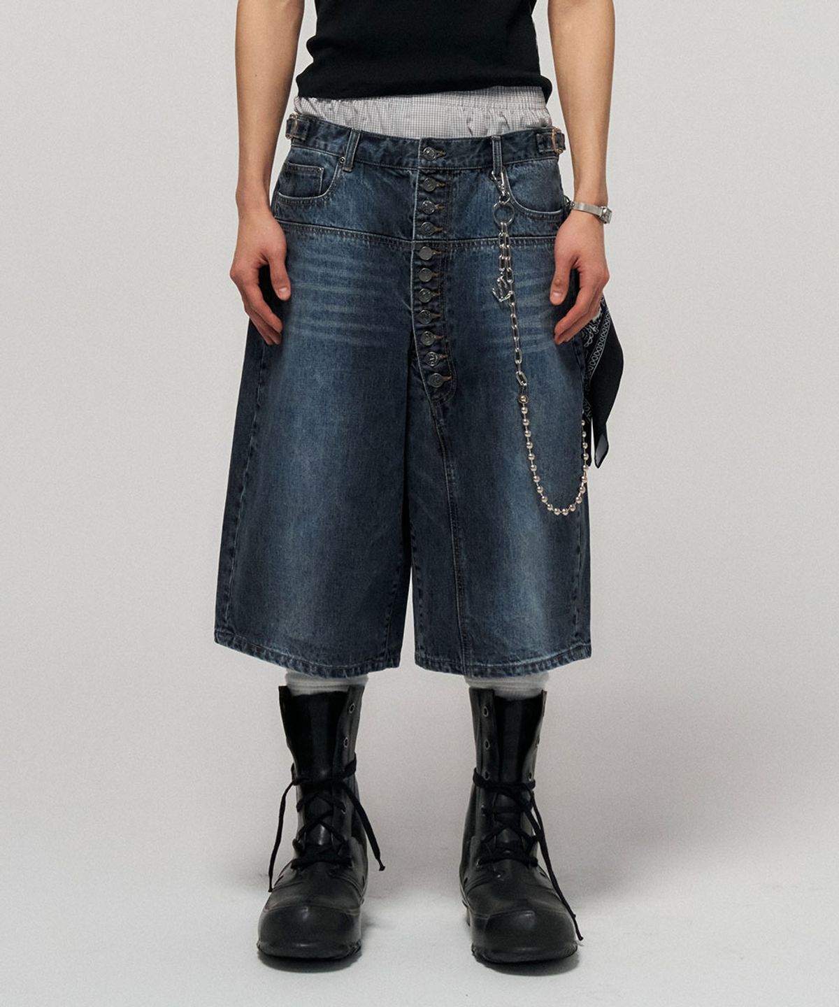 스키즘 인듀싱(SCHISM INDUCING) CDZ BUTTON JORTS BLUE