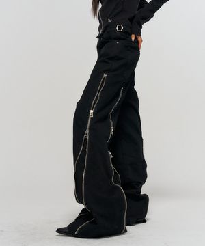 CONVERTIBLE ZIP UP JEANS BLACK