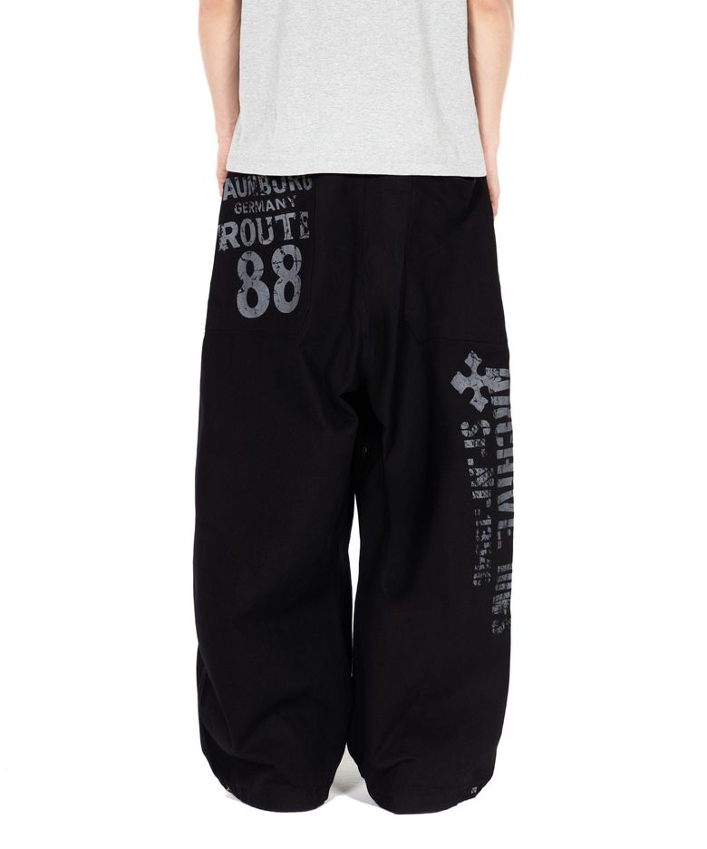 Route Print Balloon Pants Black