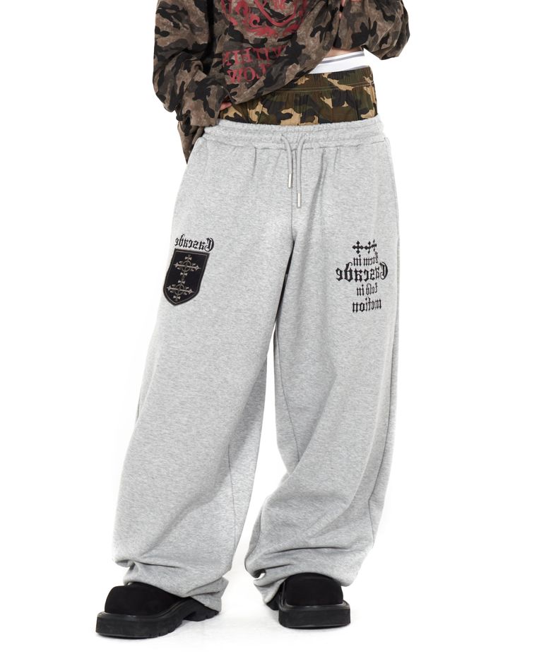 Cross Layered Sweat Pants Gray