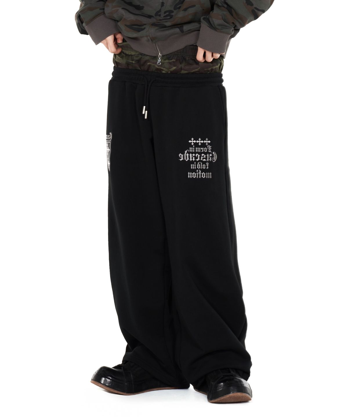 아이돈워너셀(IDWS) Cross Layered Sweat Pants Black