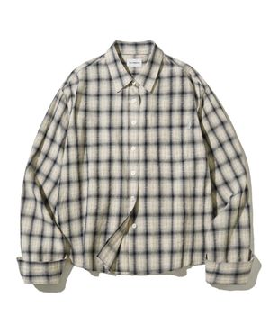 (W) 시어 옴브레 체크 셔츠-블랙